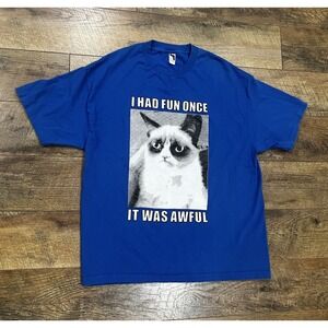 2000s Grumpy Cat "I Had Fun Once It Was Awful"‎ Early Internet Meme T-Shirt XL